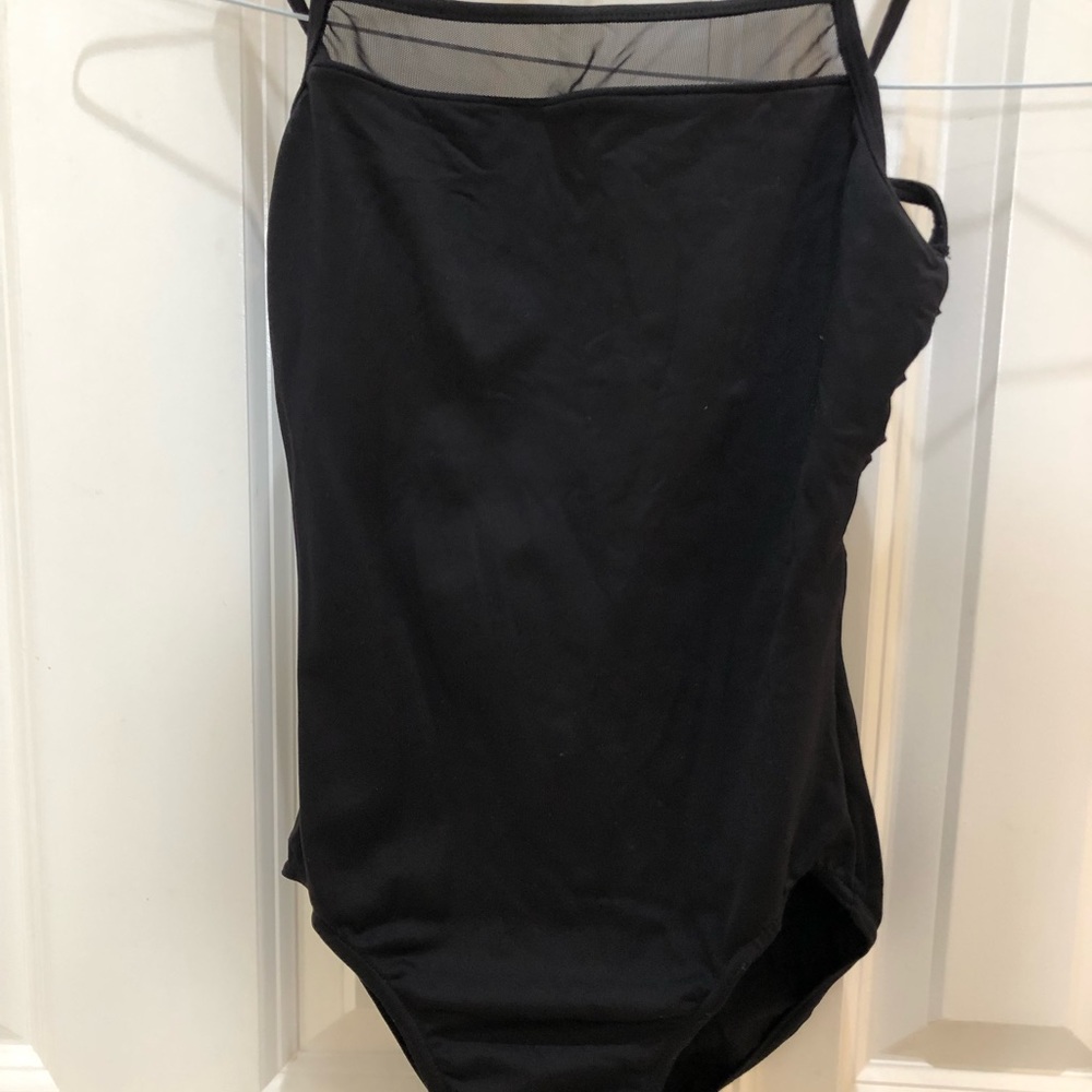 Black ballet leotard, elegant design.